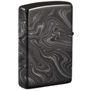 Зажигалка ZIPPO Мраморный узор с черным глянцевым покрытием | Marble Pattern High Polish Black, латунь/сталь, чёрная, 38x13x57 мм для нанесения логотипа