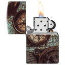Зажигалка ZIPPO Компас с матовым покрытием на 540 | Compass Design 540 Matte, латунь/сталь, разноцветная, 38x13x57 мм для нанесения логотипа