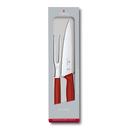 Набор для разделки мяса VICTORINOX Swiss Classic, нож 19 см и вилка 15 см, красная рукоять для нанесения логотипа