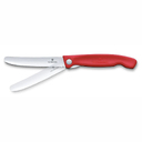 Нож для овощей VICTORINOX Швейцарская классика | Swiss Classic, складной, лезвие 11 см с волнистой кромкой, красный для нанесения логотипа
