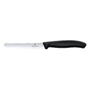 Набор из 6 столовых ножей VICTORINOX SwissClassic, 11 см, волнистая кромка, чёрная рукоять для нанесения логотипа