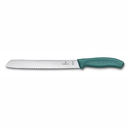Нож для хлеба VICTORINOX Швейцарская классика | Swiss Classic, лезвие 21 см с волнистой кромкой, зелёный, в блистере для нанесения логотипа