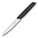 Нож для овощей и фруктов VICTORINOX Swiss Modern, лезвие 10 см с волнистой кромкой, чёрный для нанесения логотипа