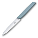 Нож для овощей и фруктов VICTORINOX Swiss Modern, лезвие 10 см с волнистой кромкой, серо-голубой для нанесения логотипа