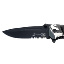 Нож складной Stinger, 90 мм, (чёрный), материал рукояти:сталь/алюминий (серый камуфляж/чёрный) для нанесения логотипа