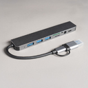 USB-хаб ROOT 8 в 1, серый, алюминий для нанесения логотипа