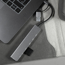 USB-хаб ROOT 8 в 1, серый, алюминий для нанесения логотипа