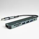 USB-хаб STEM 7 в 1, серый, алюминий для нанесения логотипа