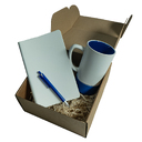 Набор подарочный ARTKITS: ежедневник, ручка, кружка с цветным дном, стружка, коробка, синий для нанесения логотипа