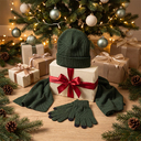 Набор подарочный Green Christmas: шапка, варежки, перчатки в коробке для нанесения логотипа