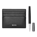 Набор HUGO BOSS черный (ручка-роллер и картхолдер) для нанесения логотипа