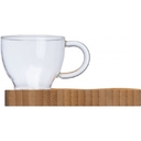 Бамбуковый поднос с ложкой и стеклянной чашкой для нанесения логотипа