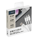 Дата-кабель 3 в 1: micro USB, USB-C, Ligthning, 1.2м для нанесения логотипа