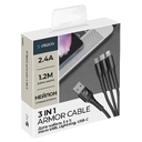 Дата-кабель Armor 3 в 1: micro USB, USB-C, Ligthning, 1.2м для нанесения логотипа