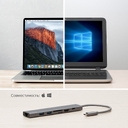 USB Type-C хаб 7-в-1, HDMI, Power Delivery, 2xUSB 3.0, RJ45, microSD/SD для нанесения логотипа