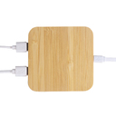 USB-хаб с беспроводной зарядкой из бамбука «Plato», 5 Вт для нанесения логотипа