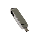 USB 2.0- флешка на 16 Гб с поворотным механизмом и дополнительным разъемом Type-C для нанесения логотипа