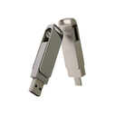 USB 2.0- флешка на 16 Гб с поворотным механизмом и дополнительным разъемом Type-C для нанесения логотипа