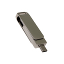 USB 3.0- флешка на 32 Гб с поворотным механизмом и дополнительным разъемом Type-C для нанесения логотипа