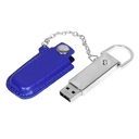 USB 2.0- флешка на 16 Гб в массивном корпусе с кожаным чехлом для нанесения логотипа