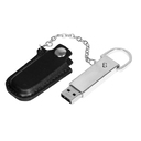 USB 2.0- флешка на 16 Гб в массивном корпусе с кожаным чехлом для нанесения логотипа