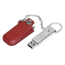 USB 2.0- флешка на 16 Гб в массивном корпусе с кожаным чехлом для нанесения логотипа