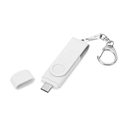 USB 3.0/micro USB/Type-C - флешка на 32 Гб 3-в-1 с поворотным механизмом для нанесения логотипа