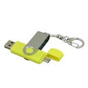 USB 2.0- флешка на 16 Гб с поворотным механизмом и дополнительным разъемом Micro USB для нанесения логотипа