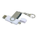 USB 2.0- флешка на 16 Гб с поворотным механизмом и дополнительным разъемом Micro USB для нанесения логотипа