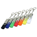 USB 2.0- флешка на 16 Гб с поворотным механизмом и дополнительным разъемом Micro USB для нанесения логотипа