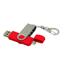 USB 2.0- флешка на 64 Гб с поворотным механизмом и дополнительным разъемом Micro USB для нанесения логотипа