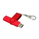 USB 2.0- флешка на 16 Гб с поворотным механизмом и дополнительным разъемом Micro USB для нанесения логотипа