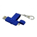 USB 2.0- флешка на 16 Гб с поворотным механизмом и дополнительным разъемом Micro USB для нанесения логотипа