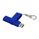 USB 2.0- флешка на 16 Гб с поворотным механизмом и дополнительным разъемом Micro USB для нанесения логотипа