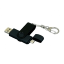 USB 2.0- флешка на 16 Гб с поворотным механизмом и дополнительным разъемом Micro USB для нанесения логотипа
