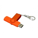 USB 2.0- флешка на 16 Гб с поворотным механизмом и дополнительным разъемом Micro USB для нанесения логотипа