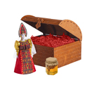 Подарочный набор: кукла фарфоровая, мёд с гецким орехом для нанесения логотипа