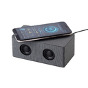 Bluetooth колонка "Cool Gray" с двумя динамиками (2х3Вт) и беспроводным зарядным устройством, переработанный пластик (RPET) для нанесения логотипа