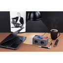Bluetooth колонка "Cool Gray" с двумя динамиками (2х3Вт) и беспроводным зарядным устройством, переработанный пластик (RPET) для нанесения логотипа