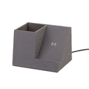 Карандашница "Cool Gray" с беспроводным зарядным устройством, переработанный пластик (RPET) для нанесения логотипа