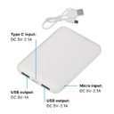 Зарядное устройство "Compact", 5000 mAh, белый для нанесения логотипа