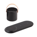 Настольная беспроводная (15W) зарядная станция "Blacksmith" с bluetooth колонкой с подсветкой логотипа для нанесения логотипа