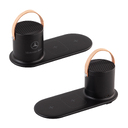 Настольная беспроводная (15W) зарядная станция "Blacksmith" с bluetooth колонкой с подсветкой логотипа для нанесения логотипа