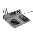 Настольная складная подставка "Cool Mat" с беспроводным (15W) ЗУ, сенсорной подсветкой логотипа, функцией MagSafe и ковриком для мыши для нанесения логотипа