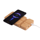 Беспроводное (10W) зарядное устройство "Bamboo Power" 5000 mAh с подставкой под смартфон, бамбук для нанесения логотипа
