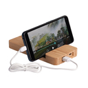 Беспроводное (10W) зарядное устройство "Bamboo Power" 5000 mAh с подставкой под смартфон, бамбук для нанесения логотипа