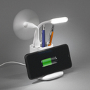 Карандашница "Smart Stand" с беспроводным зарядным устройством, вентилятором и лампой (2USB разъёма) для нанесения логотипа