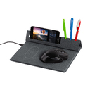 Настольная складная подставка "Cool Desk" с беспроводным (10W) зарядным устройством и ковриком для мыши для нанесения логотипа