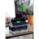 Настольные часы "Smart Box" с bluetooth колонкой (2х3Вт), беспроводным (15W) зарядным устройством и складной подставкой под смартфон для нанесения логотипа
