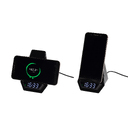 Настольная Bluetooth колонка (3Вт) "Smart Pyramid" с часами и беспроводным (15W) зарядным устройством, с подсветкой логотипа для нанесения логотипа